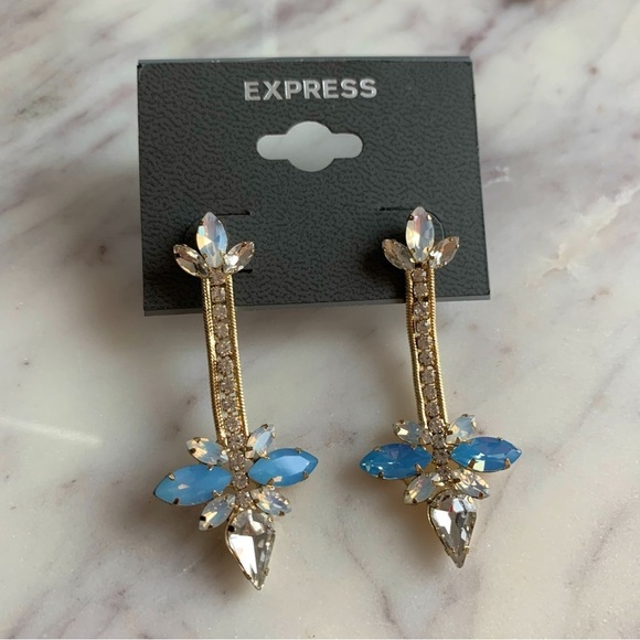 Blue Snowflake Choker Necklace and Earrings Statement Jewelry Set - Picture 6 of 7